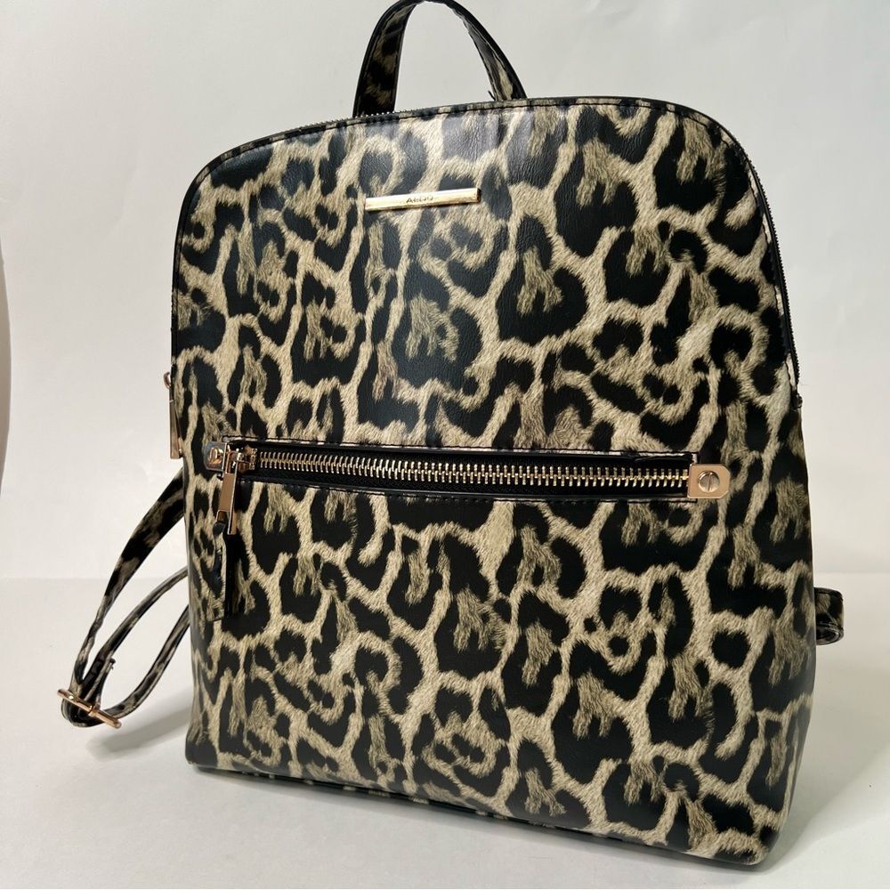 Aldo Cuveth Y2K Glam Leopard Faux Leather Backpack Purse Gold-Tone Hardware
